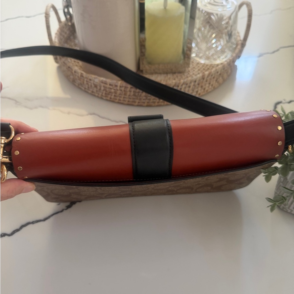 Coach Red and Brown Clutch with Black Accents - Picture 3 of 10